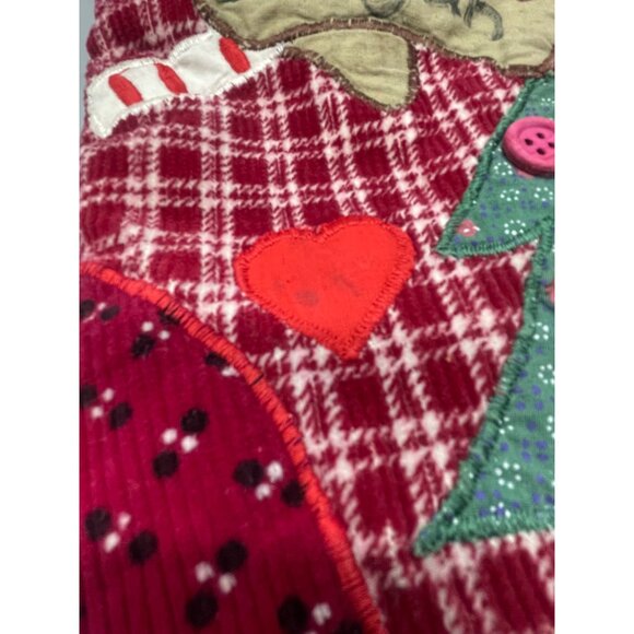 Christmas stocking teddy bear treen red star candy cane heart padded plaid READ - Picture 5 of 6